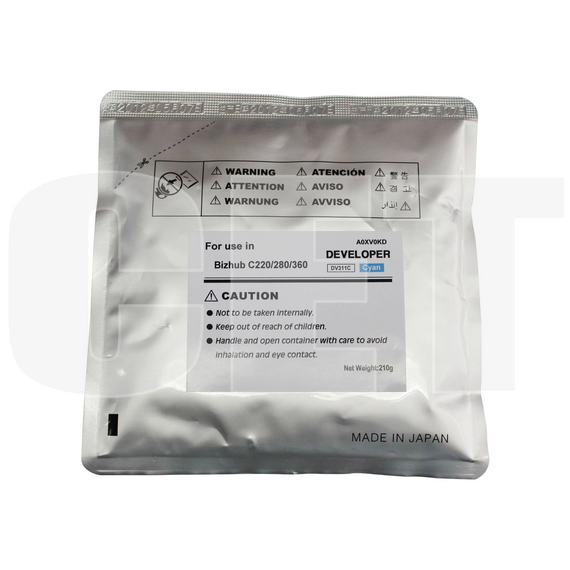 Девелопер для KONICA MINOLTA Bizhub C220/C280/C360 (CET) Cyan, 210г/пак, 114000 стр., CET8433